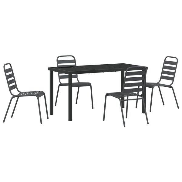 vidaXL Ensemble de salle à manger de jardin 5 pièces gris foncé en acier