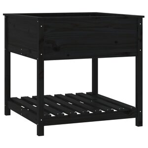 vidaXL Jardinière avec étagère Noir 82 5x82 5x81 cm Bois massif de pin