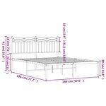 vidaXL Cadre de lit métal sans matelas avec tête de lit noir 140x190cm