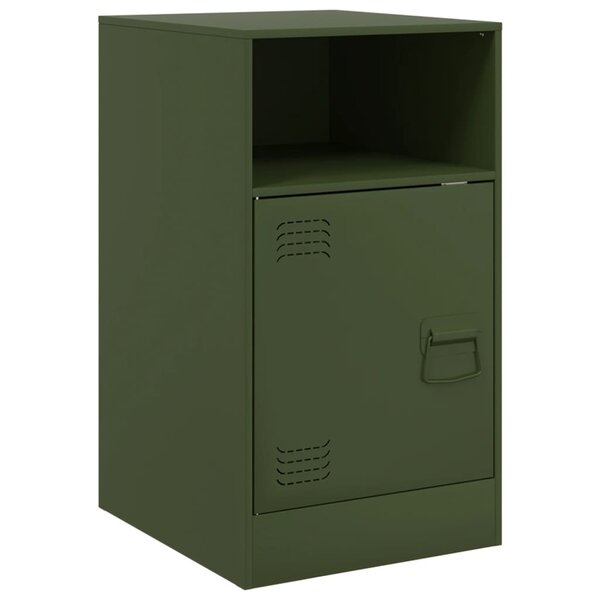 vidaXL Table de chevet vert olive 34 5x39x62 cm acier