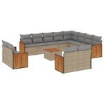 vidaXL Salon de jardin avec coussins 13 Pièces beige résine tressée
