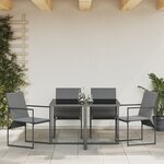 vidaXL Set de 4 fauteuils de jardin noirs avec coussins