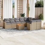 vidaXL Salon de jardin avec coussins 10 Pièces beige résine tressée