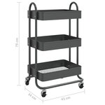 vidaXL Chariot à 3 niveaux Anthracite 43x34x79 cm Acier