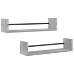 vidaXL Étagères murales avec barres 2 Pièces sonoma gris 60x16x14 cm