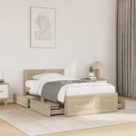 vidaXL Cadre de lit et tête de lit sans matelas chêne sonoma 75x190 cm