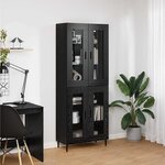 vidaXL Haut Armoire 2 Pièces Chêne noir Bois Aggloméré et Verre