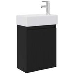 vidaXL Meuble de salle de bain avec robinet Noir 45 5 x 22 5 x 84 cm