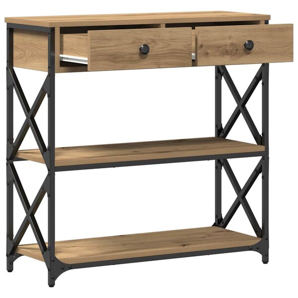 vidaXL Table Console avec tiroir chêne artisanal 75 x 28 x 75 cm