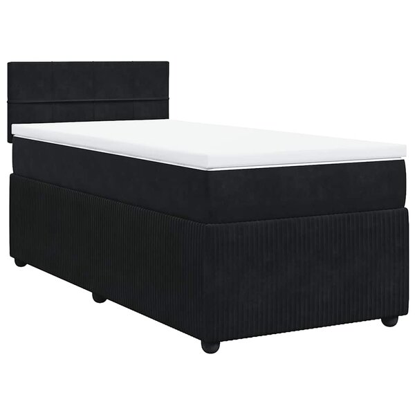 vidaXL Sommier à lattes de lit avec matelas Noir 100x200 cm Velours