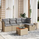 vidaXL Salon de jardin avec coussins 6Pièces mélange beige résine tressée