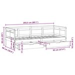 vidaXL Lit de jour et tiroirs sans matelas blanc 90x200 cm bois massif
