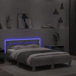 vidaXL Cadre de lit avec tête de lit et LED gris béton 120x200 cm