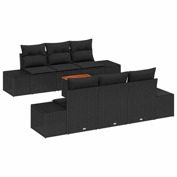vidaXL Ensemble de canapé de jardin 7 Pièces Noir