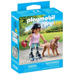 PLAYMOBIL 71739 - Jeune fille rolleuse avec Retriever et accessoires