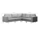 vidaXL Ensemble de canapés 5 Pièces Tissu Gris clair