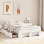 vidaXL Cadre de lit avec tiroirs - Blanc 120 x 190 cm - Bois de pin massif