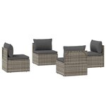 vidaXL Canapés centraux de jardin 4 Pièces Gris 57x57x56 cm Poly rotin