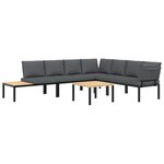 vidaXL Salon de jardin 5 Pièces avec coussins noir aluminium