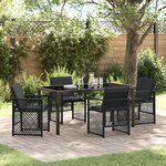 Ensemble de Salle à Manger de Jardin 5 Pièces avec Coussins Rappel Noir Poly Rattan