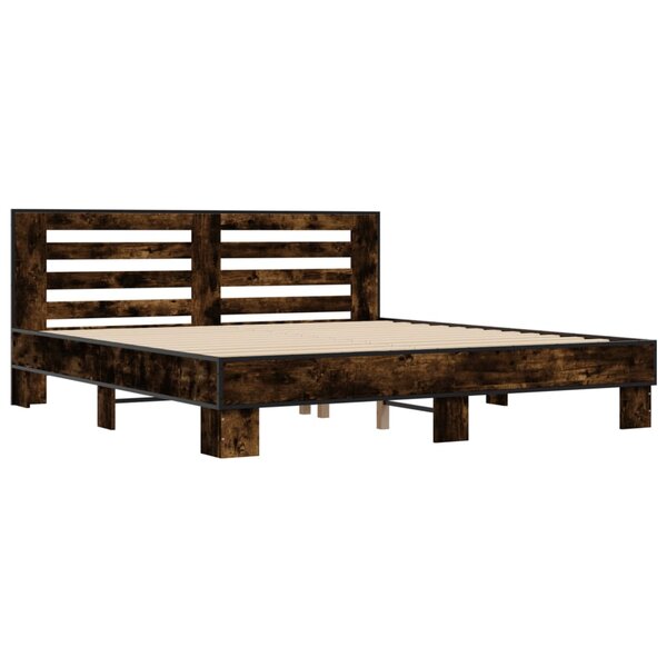 vidaXL Cadre de lit sans matelas chêne fumé 200x200 cm