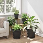 vidaXL Pot à fleurs rond 6 Pièces Noir Ø 34 x 28 cm Plastique
