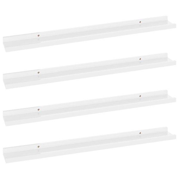 vidaXL Étagères murales 4 Pièces Blanc brillant 80x9x3 cm