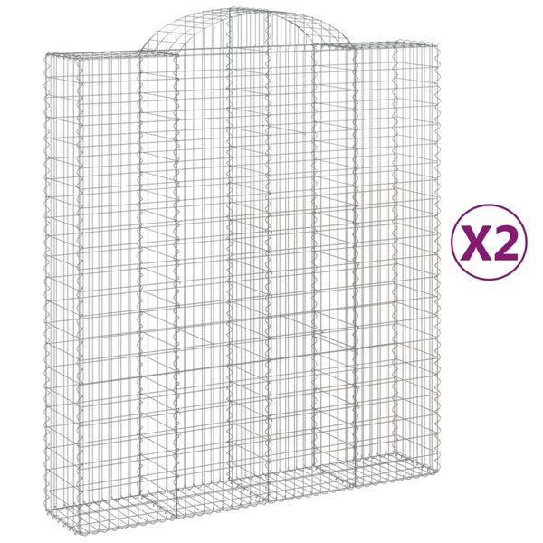 vidaXL Paniers à gabions arqués 2 Pièces 200x50x220/240 cm Fer galvanisé