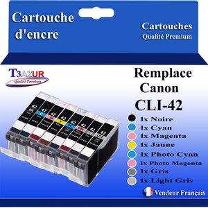 T3AZUR - 8x Cartouches compatibles avec Canon CLI42 CLI-42 pour Canon Pixma Pro100 Pro100S Pro-100 Pro-100S