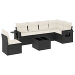vidaXL Salon de jardin 7 Pièces avec coussins noir résine tressée