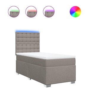 vidaXL Sommier à lattes de lit avec matelas Taupe 90x200 cm Tissu
