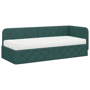 vidaXL Cadre de lit d'angle Vert foncé 80 x 200 cm tissu