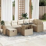 vidaXL Salon de jardin avec coussins 8 Pièces beige résine tressée