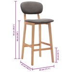 vidaXL Tabourets de bar lot de 2 gris clair tissu