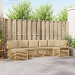 vidaXL Ensemble de canapés d'extérieur 7 Pièces Blanc et Beige