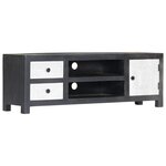 vidaXL Meuble TV sculpté à la main Gris et blanc 120x30x40 cm Manguier