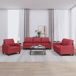 vidaXL Ensemble de canapés 3 Pièces et coussins Rouge bordeaux Similicuir