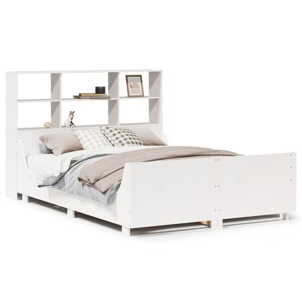 vidaXL Lit bibliothèque sans matelas blanc 120x200 cm bois massif