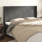 vidaXL Tête de lit avec oreilles Gris foncé 163x16x118/128 cm Velours