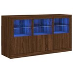 vidaXL Buffet avec lumières LED chêne marron 123x37x67 cm