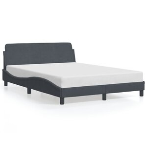 vidaXL Cadre de lit Dover gris foncé 120x200 cm velours