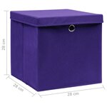 vidaXL Boîtes de rangement avec couvercles 4 Pièces 28x28x28 cm Violet