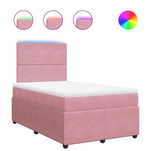 vidaXL Sommier à lattes de lit avec matelas Rose 120x200 cm Velours