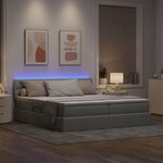 vidaXL Lit de rangement LED avec matelas Gris clair 180 x 200 cm Tissu