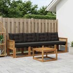 vidaXL Ensemble de canapés d'extérieur 5 pc Naturel et noir