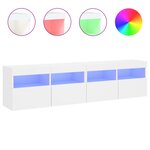 vidaXL Meubles TV muraux avec lumières LED 2 Pièces blanc 80x30x40 cm