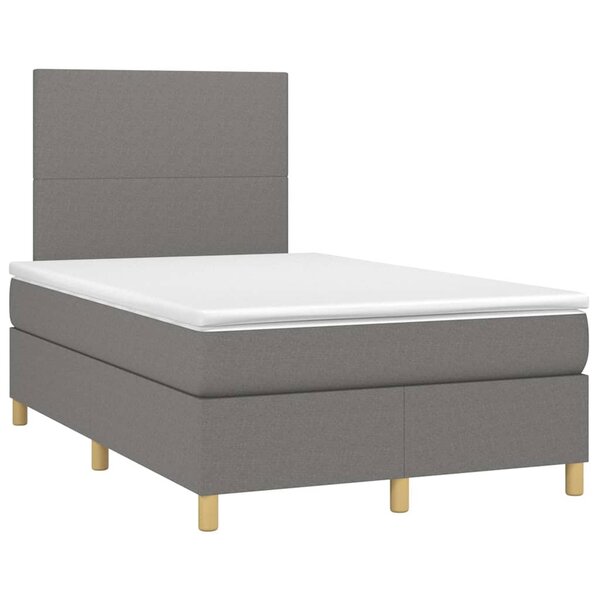 vidaXL Sommier à lattes de lit avec matelas gris foncé 120x190cm tissu