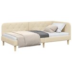 vidaXL Cadre de lit d'angle avec tête de lit Crème 90 x 190 cm tissu