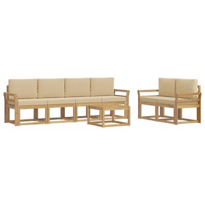 vidaXL Ensemble de canapés d'extérieur 7 Pièces Blanc et Beige