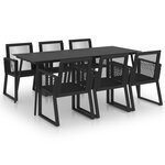 vidaXL Ensemble à dîner d'extérieur 7 Pièces Rotin PVC Noir